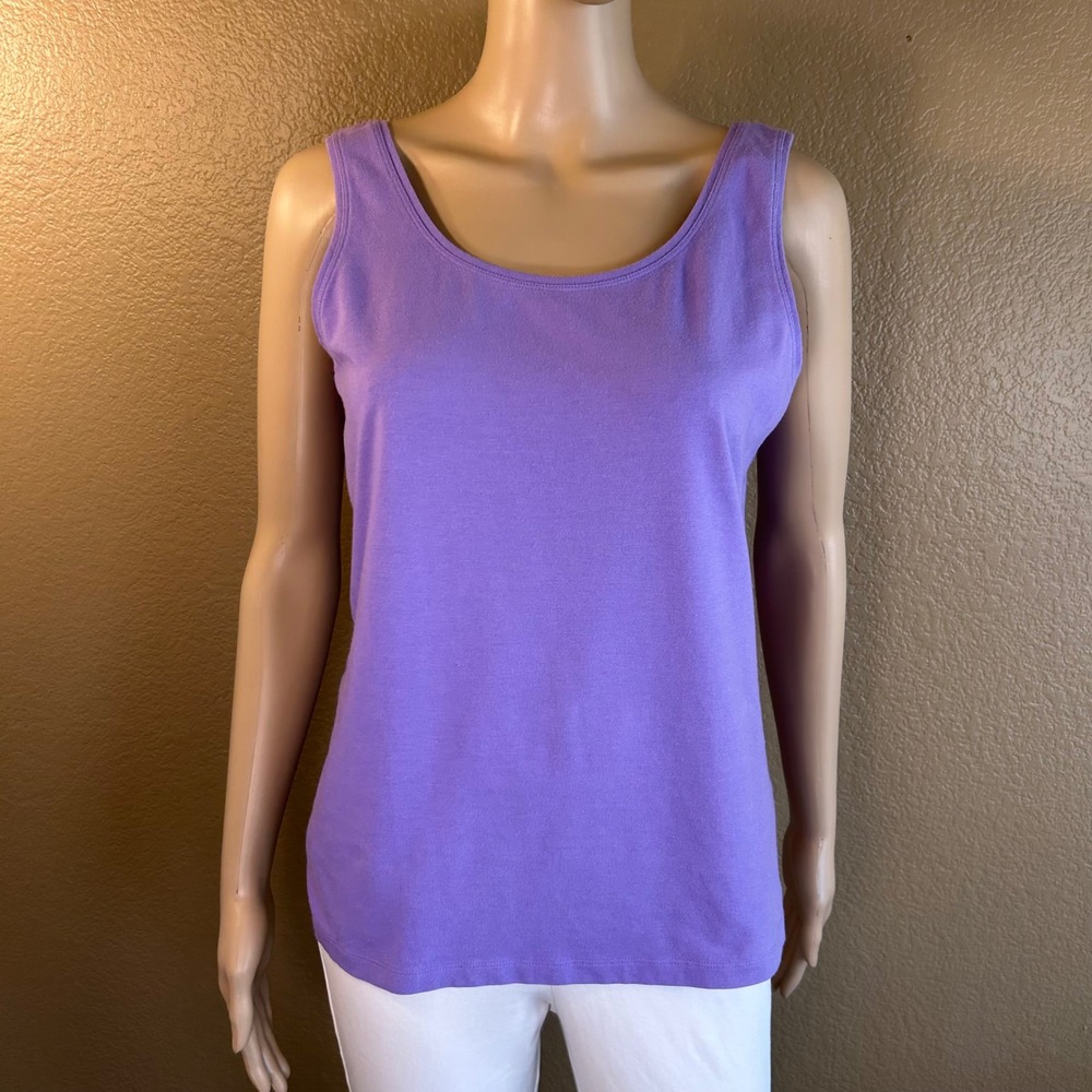 Talbots Petites Purple Scoop Neck Tank Top Cotton Modal Spandex Size MP